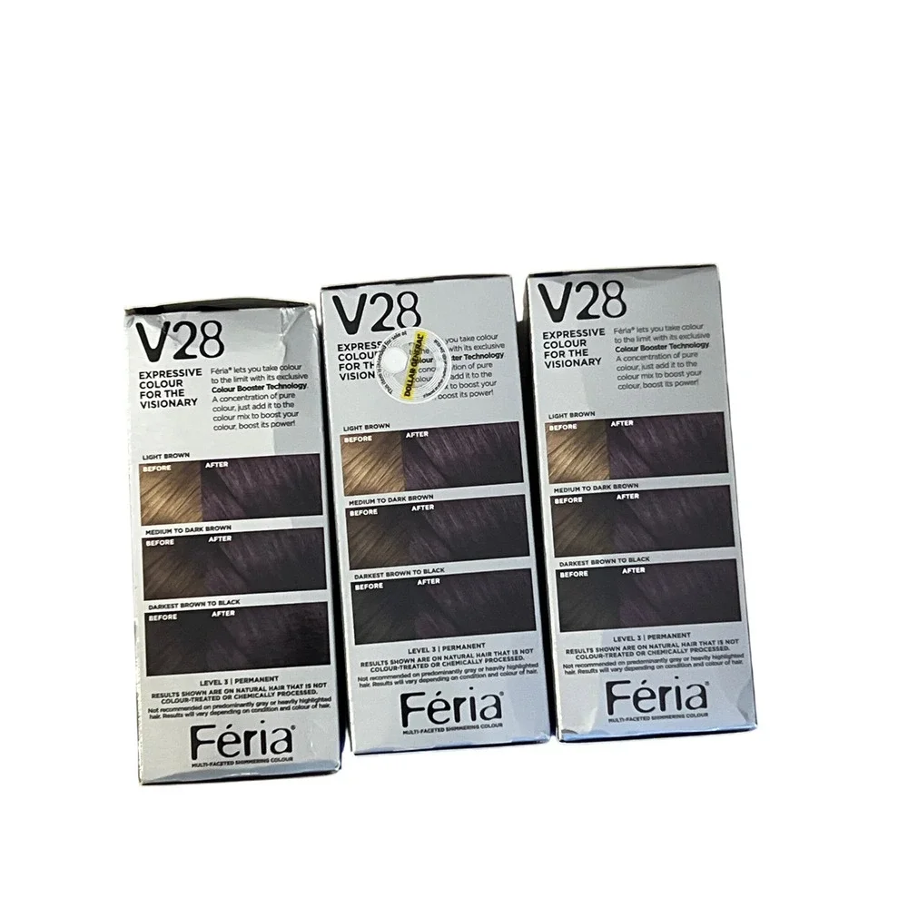 L'Oreal‎ Feria V28 Midnight Violet Hair Dye Permanent Shimmering Color Lot of 3